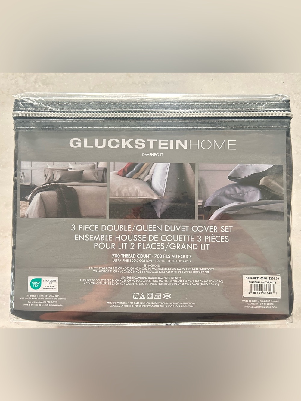 Gluckstein Davenport  3-Piece Double/Queen Duvet Cover Set in- Gray